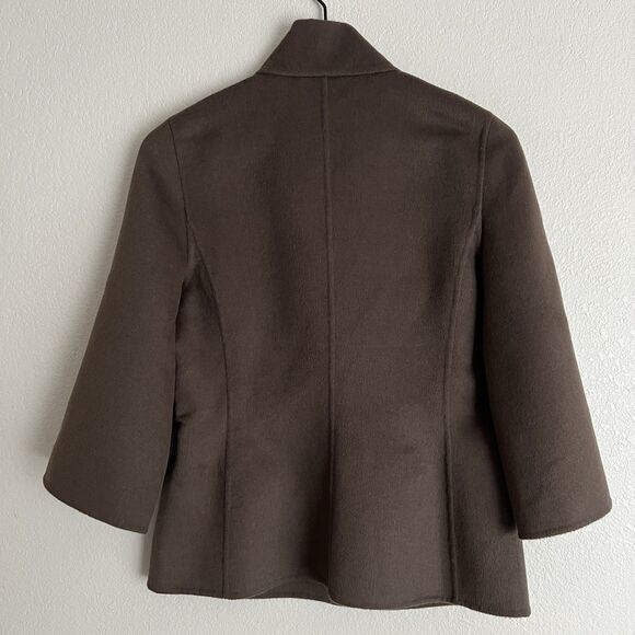 Rena Lange Angora Wool Cashgora Cape Jacket Size 6 Brown - Picture 2 of 7